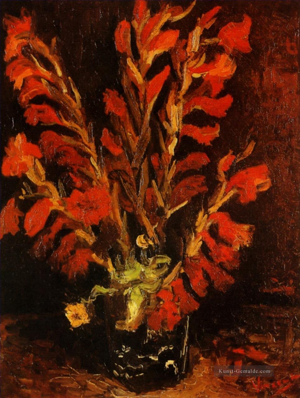 Vase mit roten Gladiolen Vincent van Gogh impressionistische Blumen Ölgemälde